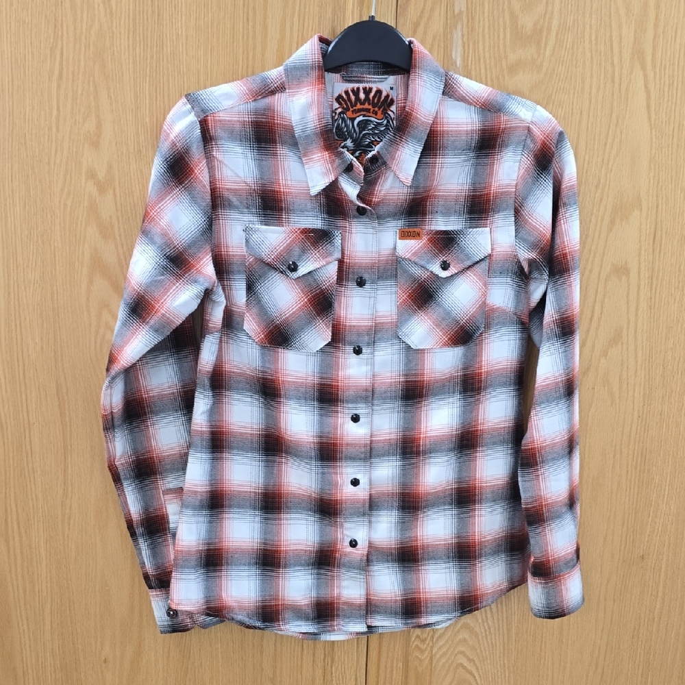 DIXXON Women's Checkered Button Down Shirt - Red, Black, White